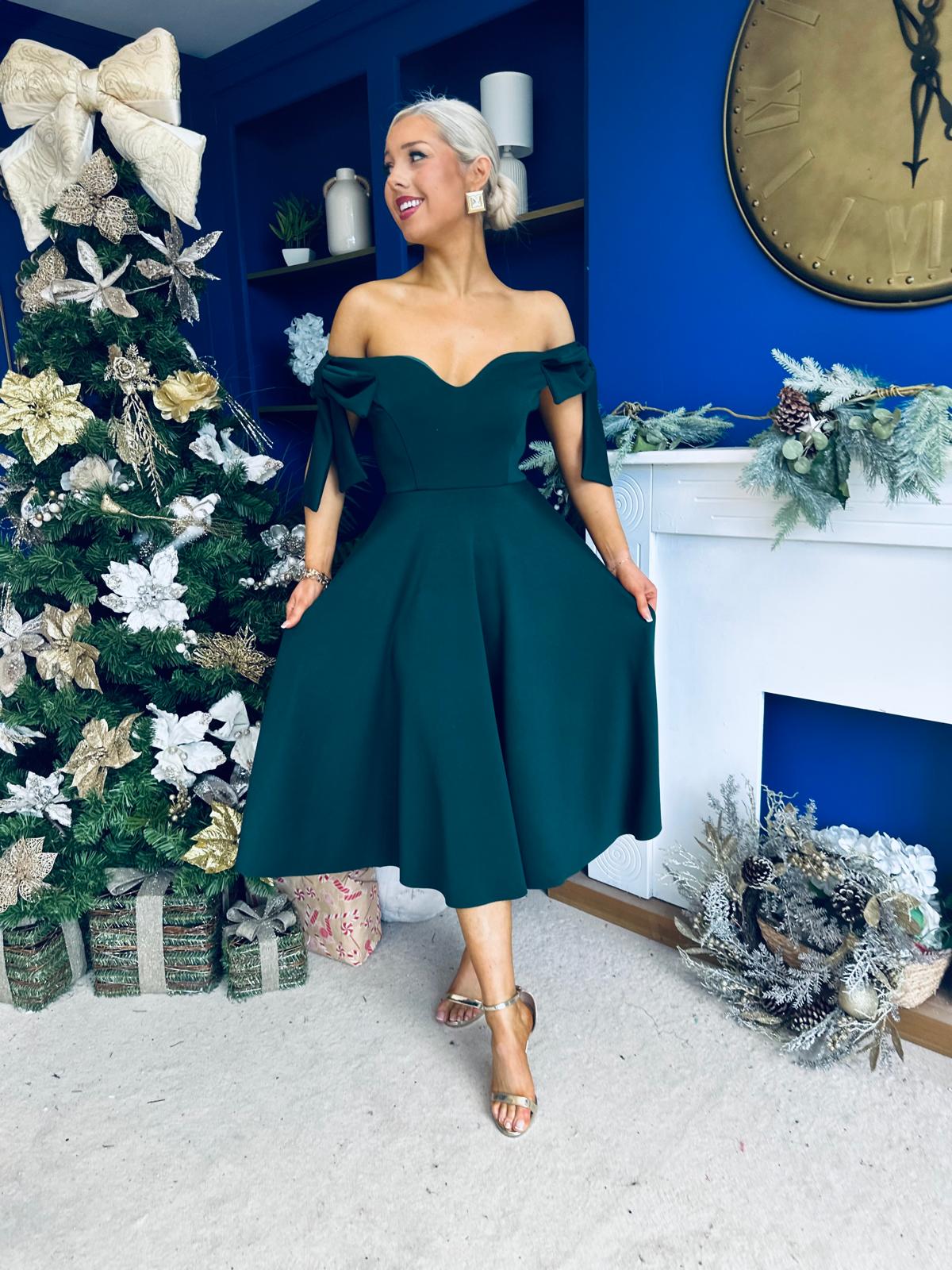 Dawson Bandot Detailed Occasion Dress Forest