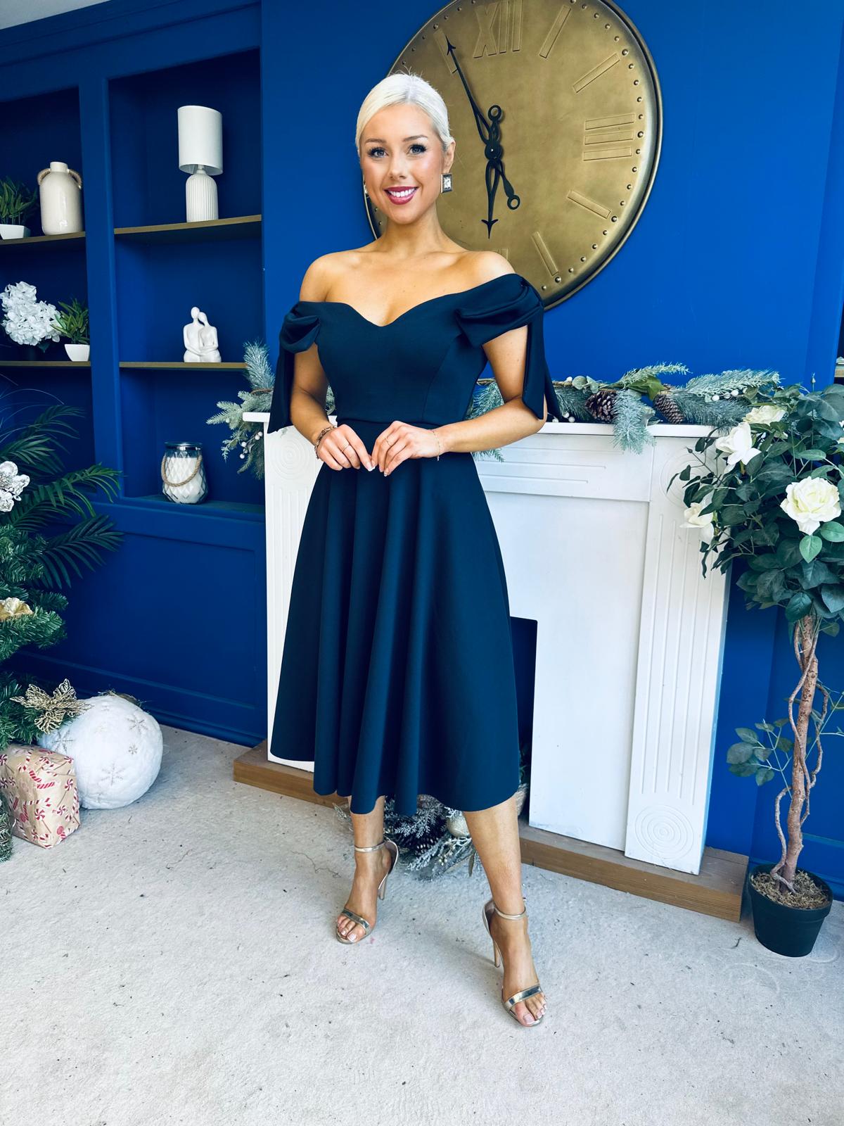 Dawson Bandot Detailed Occasion Dress Navy