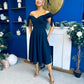 Dawson Bandot Detailed Occasion Dress Navy