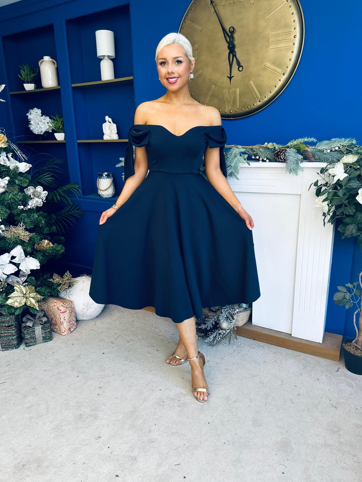 Dawson Bandot Detailed Occasion Dress Navy