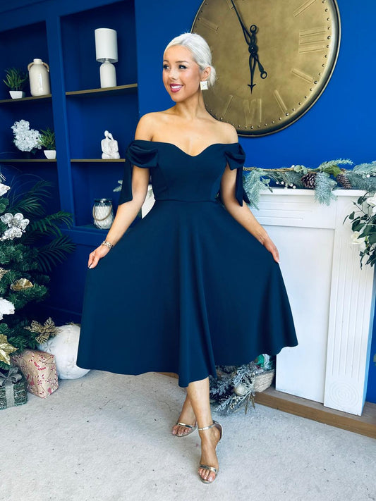 Dawson Bandot Detailed Occasion Dress Navy