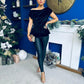 Edel Pleat & Brooch Detail Velvet Top Black