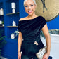 Edel Pleat & Brooch Detail Velvet Top Black