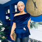 Edel Pleat & Brooch Detail Velvet Top Navy