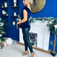 Edel Pleat & Brooch Detail Velvet Top Navy