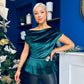 Edel Pleat & Brooch Detail Velvet Top Forest