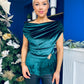 Edel Pleat & Brooch Detail Velvet Top Forest