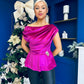 Edel Pleat & Brooch Detail Velvet Top Orchid