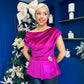 Edel Pleat & Brooch Detail Velvet Top Orchid