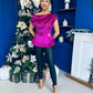 Edel Pleat & Brooch Detail Velvet Top Orchid