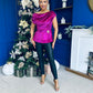 Edel Pleat & Brooch Detail Velvet Top Orchid