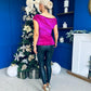 Edel Pleat & Brooch Detail Velvet Top Orchid
