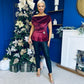 Edel Pleat & Brooch Detail Velvet Top Wine