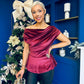 Edel Pleat & Brooch Detail Velvet Top Wine