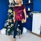 Edel Pleat & Brooch Detail Velvet Top Wine