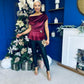 Edel Pleat & Brooch Detail Velvet Top Wine