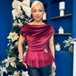 Edel Pleat & Brooch Detail Velvet Top Wine