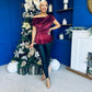 Edel Pleat & Brooch Detail Velvet Top Wine