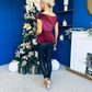Edel Pleat & Brooch Detail Velvet Top Wine