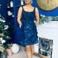 Celeste 3D Floral Square Neck Mini Dress Navy