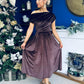 Breffy Asymmetric Neckline Skater Midi Coco Velvet