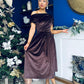 Breffy Asymmetric Neckline Skater Midi Coco Velvet