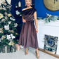 Breffy Asymmetric Neckline Skater Midi Coco Velvet