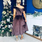 Breffy Asymmetric Neckline Skater Midi Coco Velvet