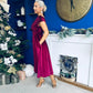 Breffy Asymmetric Neckline Skater Midi Wine Velvet