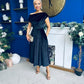 Breffy Asymmetric Neckline Skater Midi Black Velvet