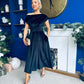 Breffy Asymmetric Neckline Skater Midi Black Velvet