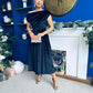 Breffy Asymmetric Neckline Skater Midi Black Velvet