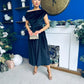 Breffy Asymmetric Neckline Skater Midi Black Velvet