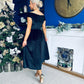 Breffy Asymmetric Neckline Skater Midi Black Velvet