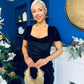 Saoirse Gathered Detail Velvet Occasion Dress Black