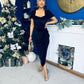 Saoirse Gathered Detail Velvet Occasion Dress Black
