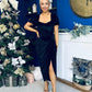 Saoirse Gathered Detail Velvet Occasion Dress Black