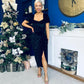 Saoirse Gathered Detail Velvet Occasion Dress Black