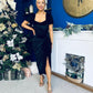 Saoirse Gathered Detail Velvet Occasion Dress Black