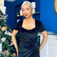 Saoirse Gathered Detail Velvet Occasion Dress Black