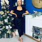 Saoirse Gathered Detail Velvet Occasion Dress Black