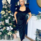 Saoirse Gathered Detail Velvet Occasion Dress Black