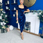 Saoirse Gathered Detail Velvet Occasion Dress Navy