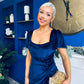 Saoirse Gathered Detail Velvet Occasion Dress Navy