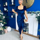 Saoirse Gathered Detail Velvet Occasion Dress Navy