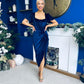Saoirse Gathered Detail Velvet Occasion Dress Navy