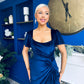 Saoirse Gathered Detail Velvet Occasion Dress Navy