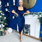 Saoirse Gathered Detail Velvet Occasion Dress Navy