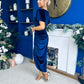 Saoirse Gathered Detail Velvet Occasion Dress Navy