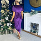 Saoirse Gathered Detail Velvet Occasion Dress Violet